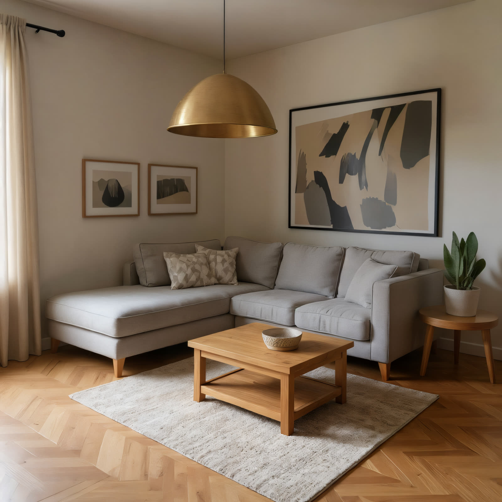 Fotorealistisk 3D-render af stue